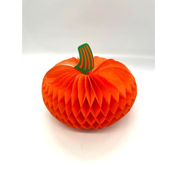Vintage Halloween Honeycomb Pumpkin Paper Decoration 5" Tall - Picture 1 of 7